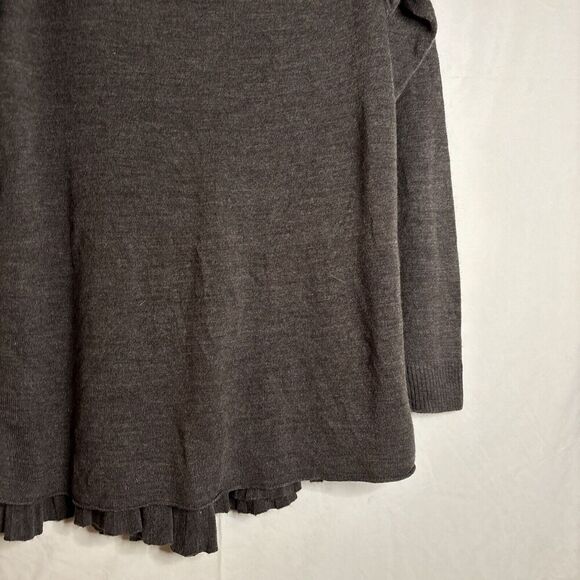 Debbie Morgan Long Sleeve Ribbed Front Flared Open Cardigan Sweater Brown Large - Picture 11 of 16